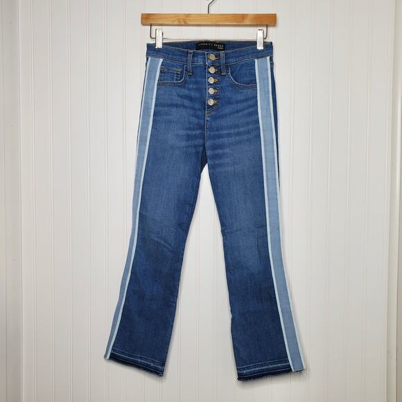 Veronica Beard Women's Carolyn Baby Boot High Rise Jeans Size 25/0 Tuxedo Stripe - Picture 10 of 11